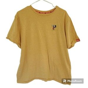 Disney Parks Mickey Mouse Embroidered sz XL T-Shirt Yellow Mustard  Graphic Tee